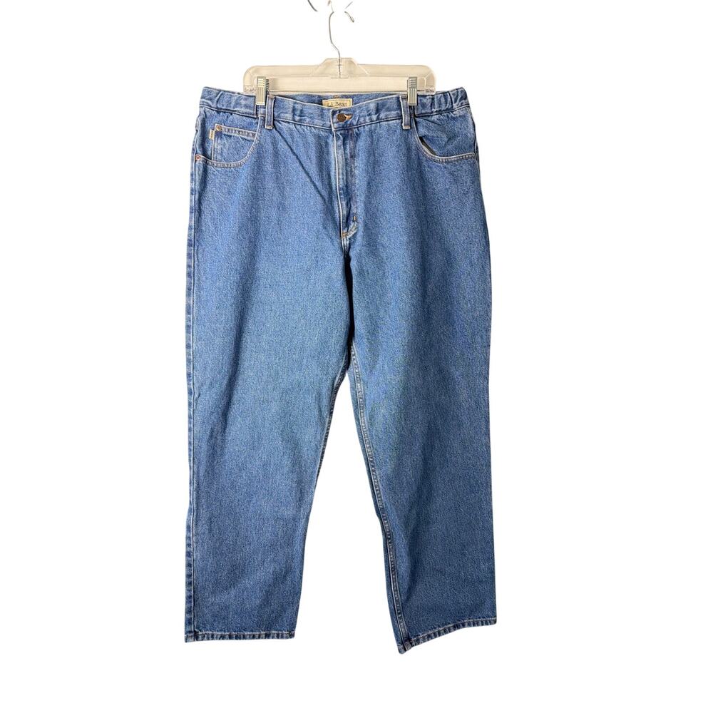 LL Bean Mens 40x32 Blue Denim Jeans Straight Leg Comfort Waist Casual